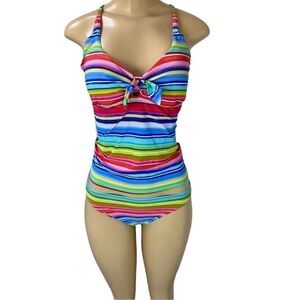 Seafolly two piece Piece tankini Swimsuit bikini set rainbow Stripe 12 / 8 / med